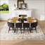 Ensemble de table de salle à manger 9 pièces avec plateau en grain de bois bicolore et 8 chaises en similicuir noir-130075980-130075977-129892172