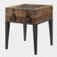 Table d'appoint en chêne rustique et gris mat avec pieds fuselés