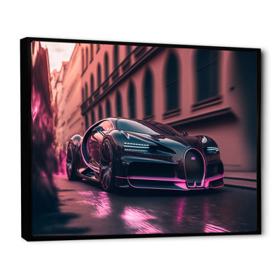 «Visionary Bugatti Design» en noir et magenta II, reproduction sur toile