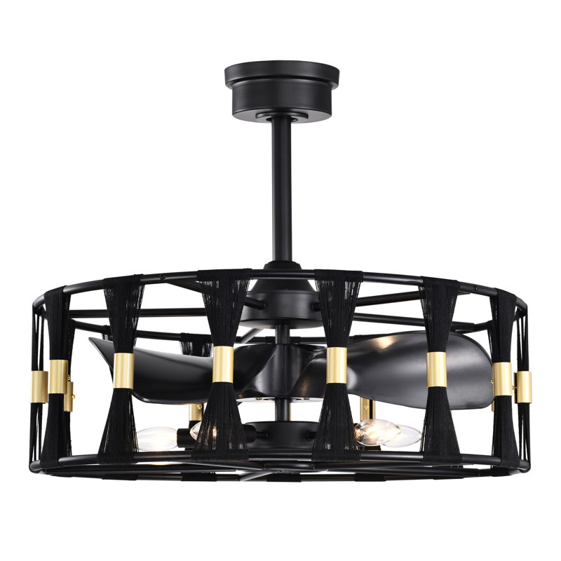 Helle 25 Inch Elegant Matte Black Ceiling Fan With Remote