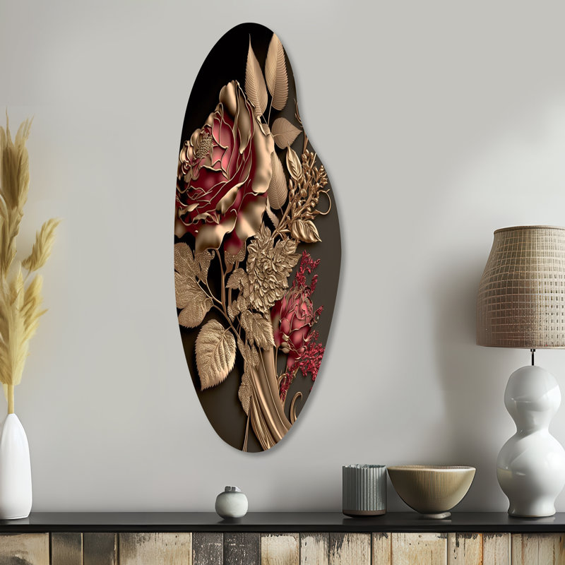 Art mural en métal asymétrique Gilded Rose Vintage Glam I, H 38 po x l 15 po