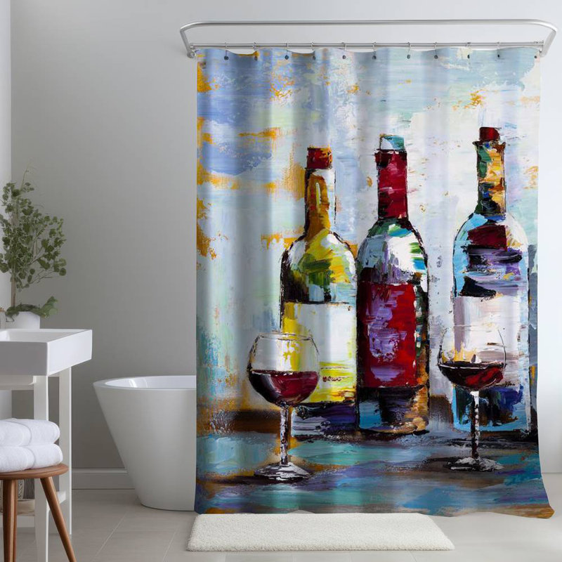 Shower Curtain GA25 – Polyester Shower Curtain, Dye Sublimation Print, 71" W × 74" L