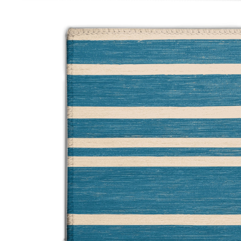 Tapis intérieur / extérieur bleu HorizontalStripes, Rectangulaire 2 pi x 3 pi