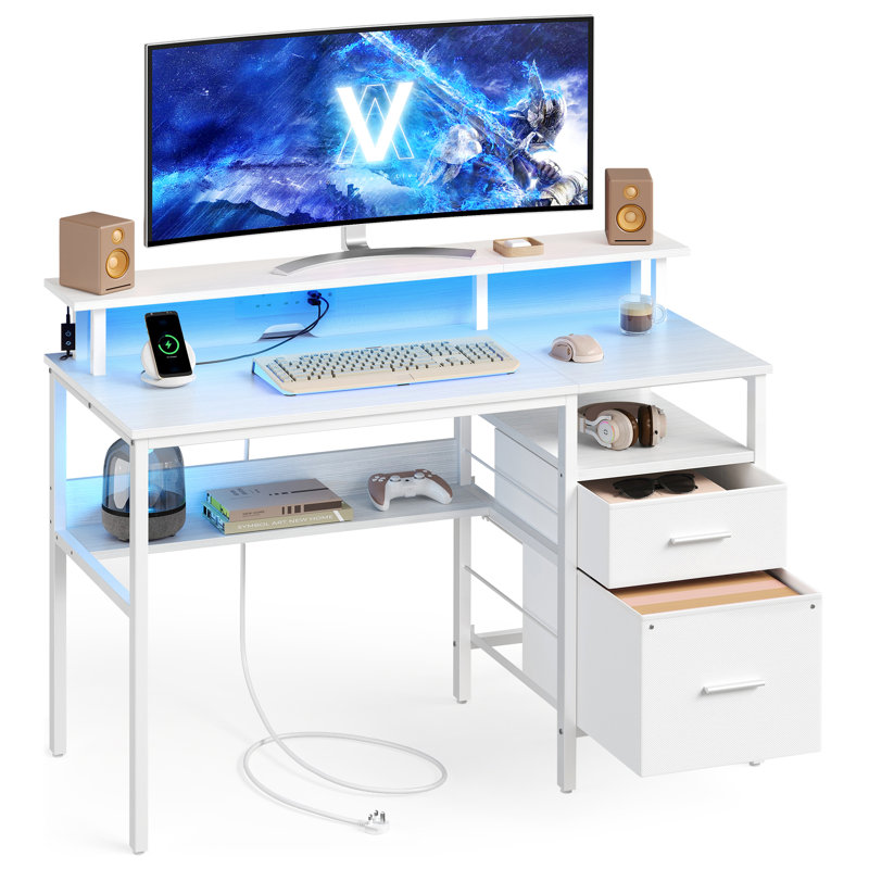 Metal Base Standing Desk with Power Outlet