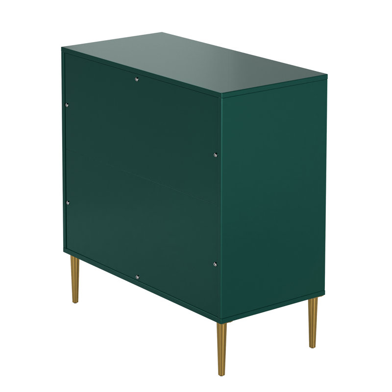 Commode en bois 3 tiroirs Bakke, Vert