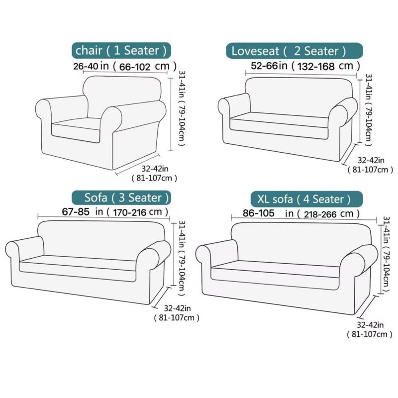 Stretch Sofa Covers Super Soft Extra Large Couch Covers (Beige)104x266cm