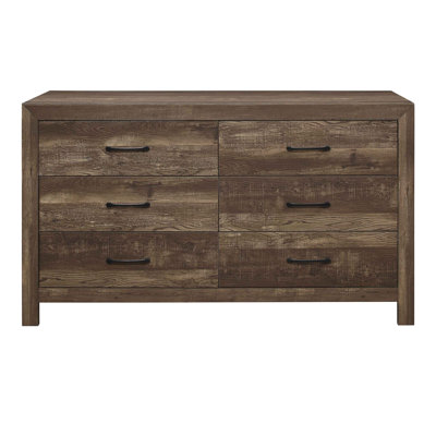 Commode 1 pièce à poignées noires style rustique en bois