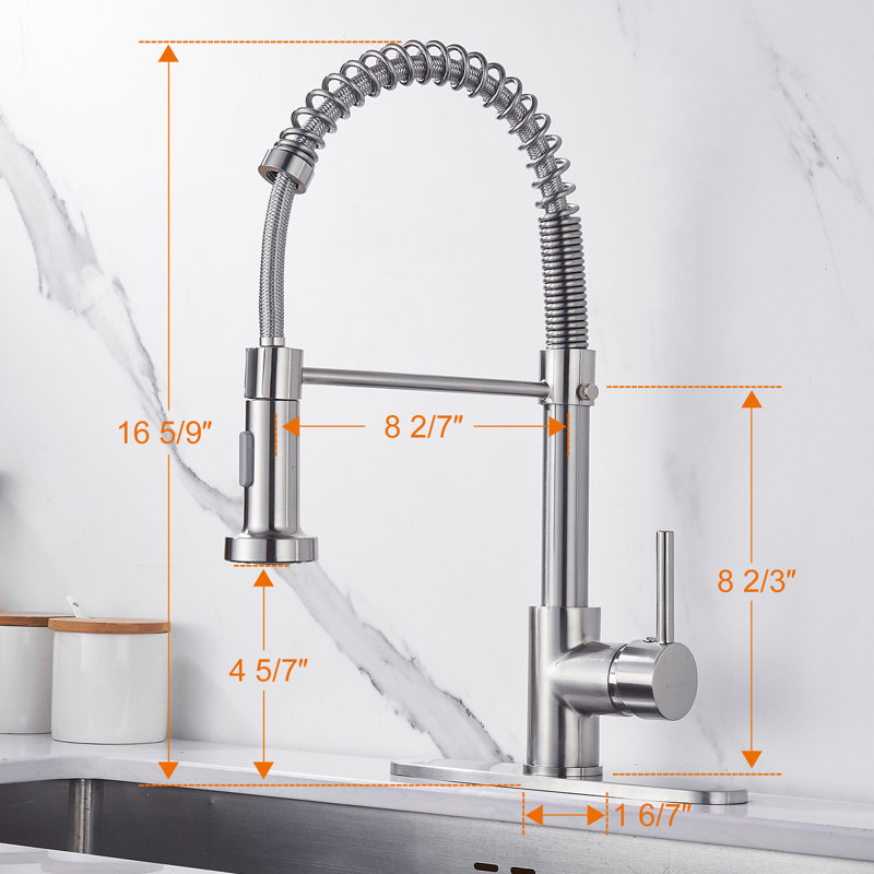 Uptap Pull Down Kitchen Faucet, Brushed Nickel