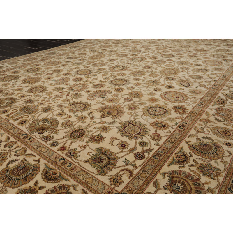 Tapis en laine noué la agra beige 8 pi x 11 po one-of-kind main Talala