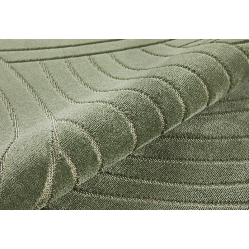 Geometric Pile Low-Effect patterned Machine Woven Green Area Rug, Rectangle 80 x 150cm