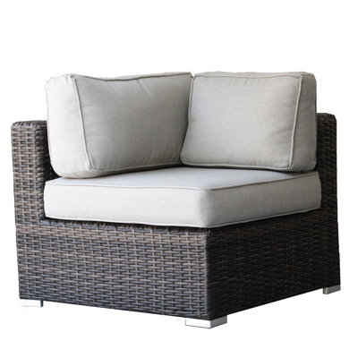 All - Weather Brown Sectional Corner: Resort Style Corner Wedge Chair With Gently Sloped Back And Cushions For Patio Comfort Relaxing Cushioning Outdoor Spaces