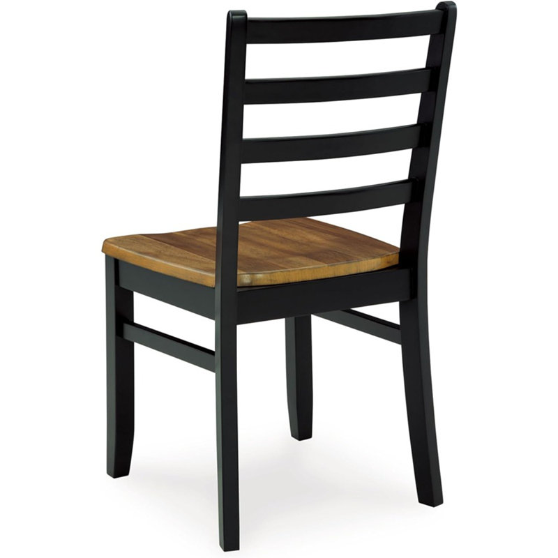 Table de salle à manger rustique à chevrons et 6 chaises, ensemble de 7, noir et brun clair
