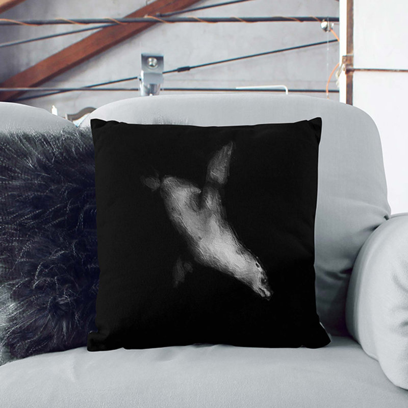Square Cushion, Black, 55cm H x 55cm W x 20cm D
