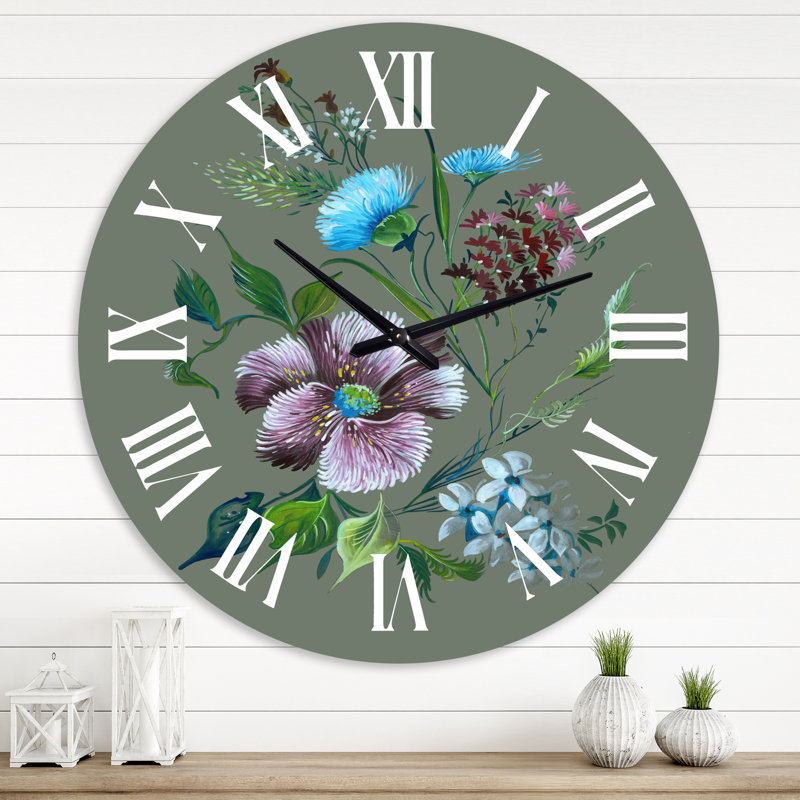 Horloge murale traditionnelle mauve et turquoise, Extra Small