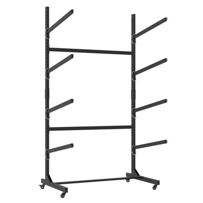 Support de rangement autoportant pour kayaks en métal - capacité de 4 kayaks, hauteur de 80 pouces, noir