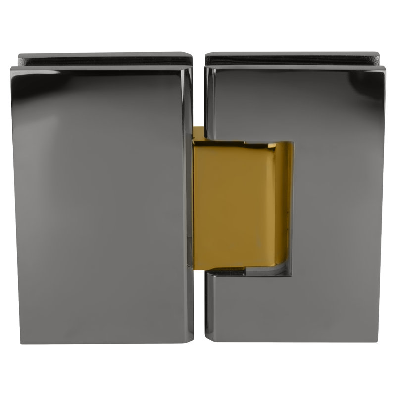 F3150F59D7304396A2C4EC42E1E3AC60 Charnière de porte verre à verre Designer Series 180 degrés en chrome poli avec accents laiton