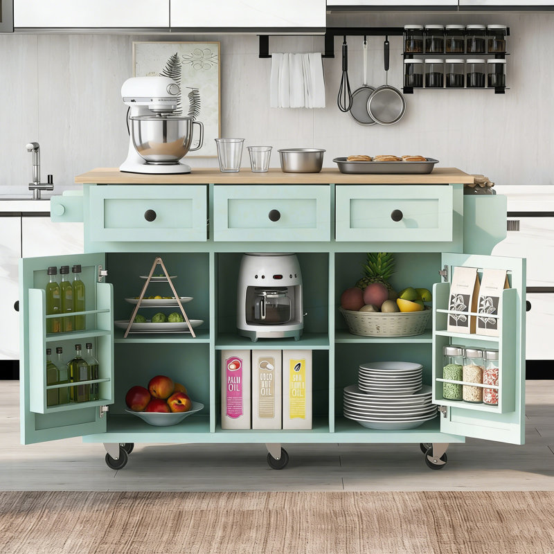 Chariot de cuisine polyvalent avec comptoir rabattable, rangement réglable et deux options de mobilité pour les maisons modernes.