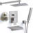 12 Inch High-Pressure Rain Shower System Brushed Nickel - Wall Mount Shower Faucet Set With Handheld Spray, Waterfall Tub Filler & Pressure Balance Valve-122499487