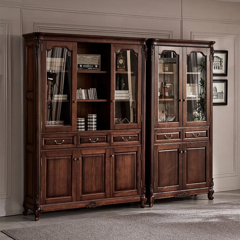 Bibliothèque classique et pratique de style américain, 10 tablettes H 86,61 po x l 102,75 po x P 15,75 po