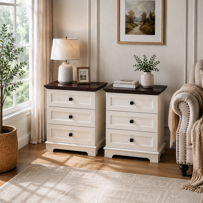 Ensemble de table de chevet Farmhouse, 2, White