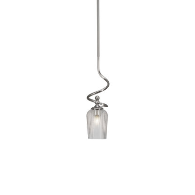 Capri Stem Hung Mini Pendant With 5" Clear Textured Glass