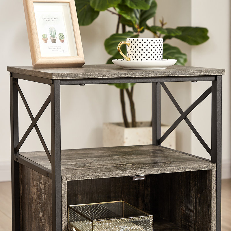 Kempst Nightstand Set 2, Small Bedside Table with Drawers, Narrow Side End Table with Open Shelf, 2 Drawer Dresser for Bedroom/Living Room/Dorms