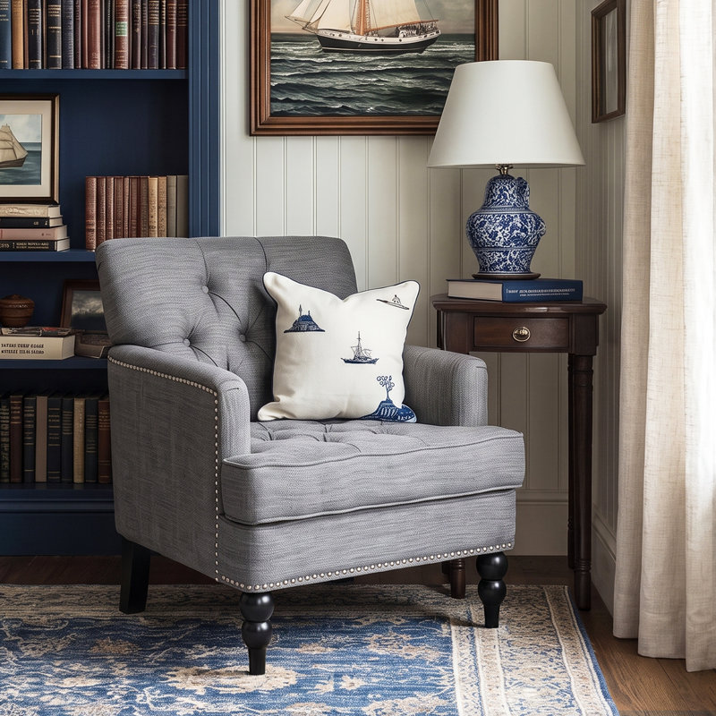 Cozine Upholstered Armchair, Light Blue 100% Polyester, Black, 35" H X 28'' W X 31.75'' D