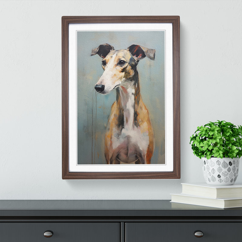 Greyhound Gestural Art - Framed Print
