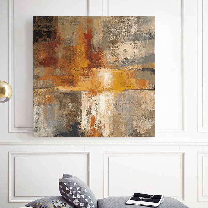 « argenté et ambre crop », reproduction de peinture à l’acrylique sur toile, H 20 po x l 20 po x P 2 po