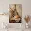 Tableau sur toile représentant un pain rustique et des épis de blé sur une table en bois-6247193