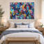 Cœurs graffiti colorés, art urbain, œuvre d'art vibrante sur le thème de l'amour, grande toile imprimée abstraite moderne.-498775275