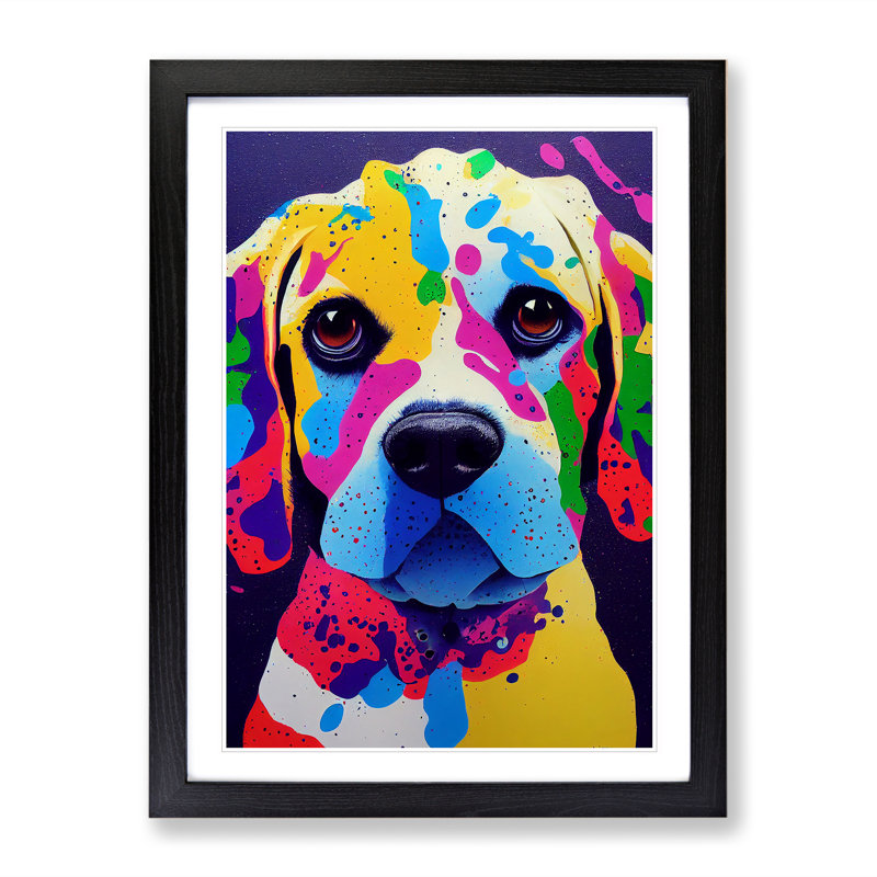 Splashed Dog No.1 Abstract - Framed Print, Black Framed, 64cm H x 46cm W x 2cm D