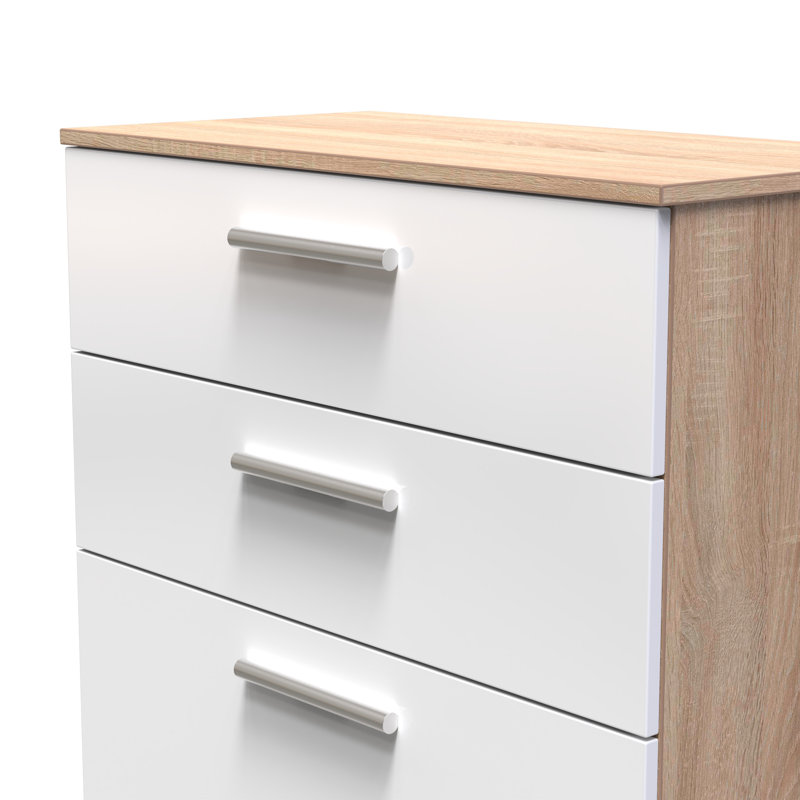 Fully Assembled Chesler 4 Drawer Chest, Bardolino/White Gloss