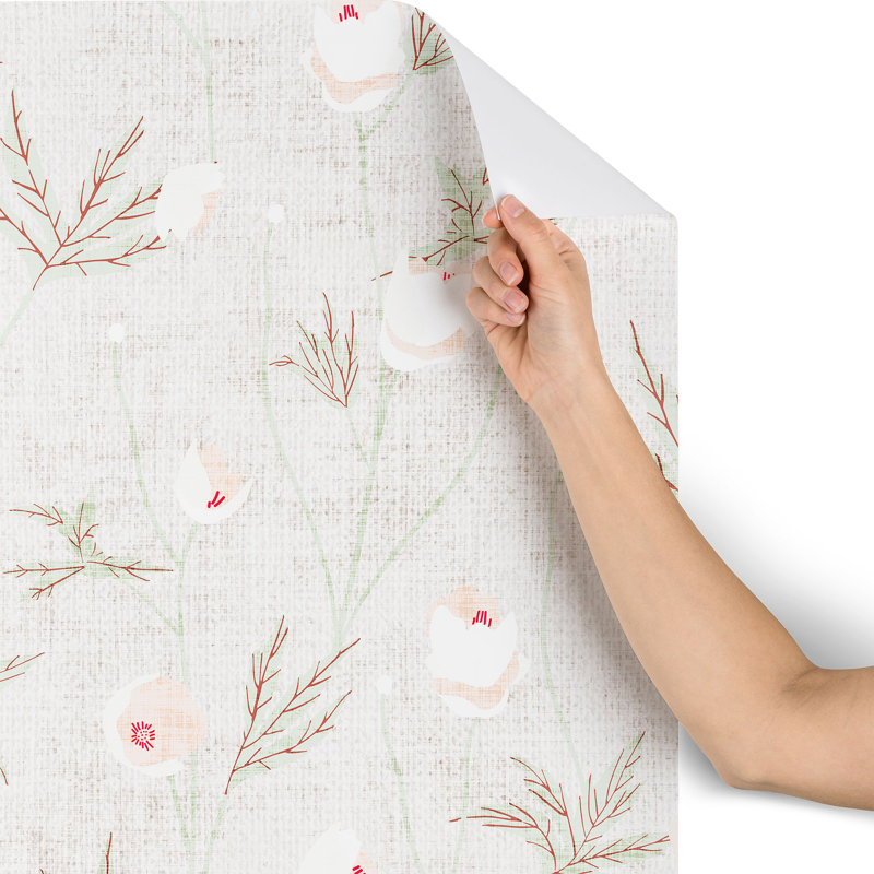 Panneau de papier peint adhésif et adhésif anemone en lin holli zollinger french, l 24 po x L 96 po