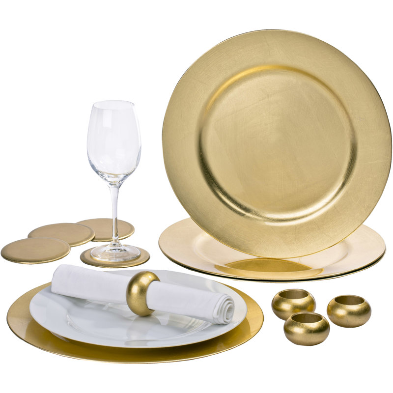 12pc Charger Plate Set, Gold