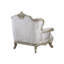 Chaise d'appoint Kerra avec sculptures ornées classiques dorées, velours de coton beige