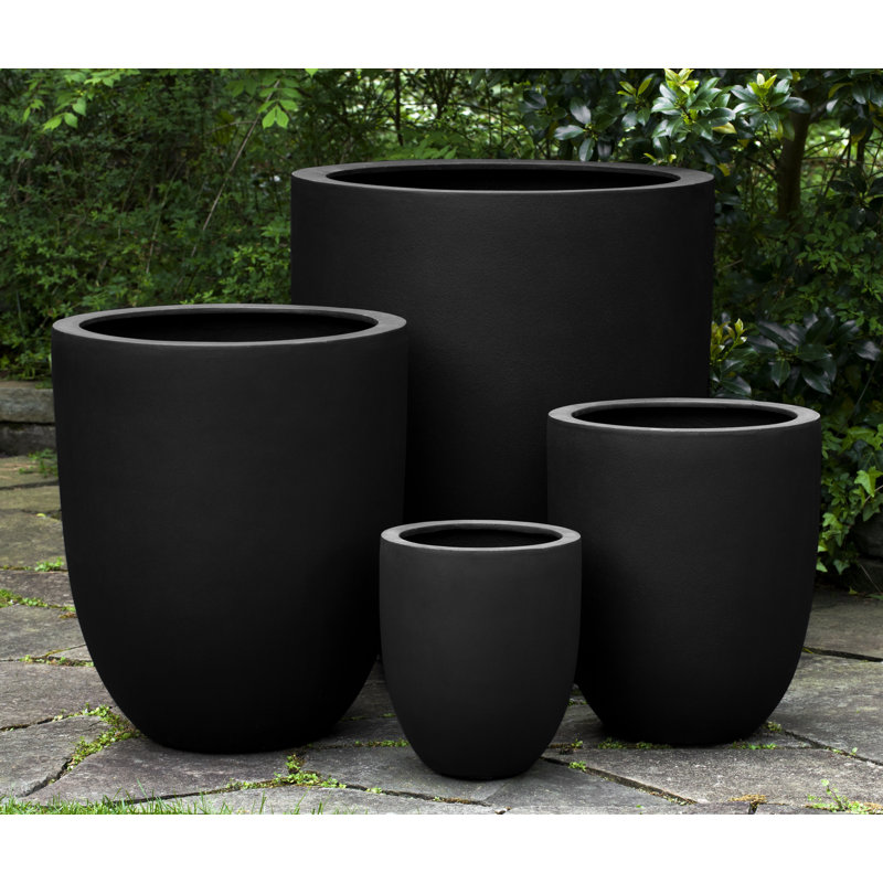 Bradford Handmade Planter, 13" H x 11" W x 11" D, Onyx Black Lite