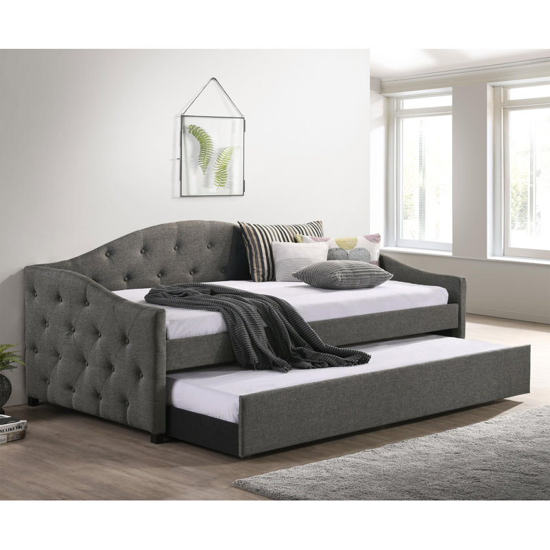 Lit de jour rembourré avec couchette Gurmit, Gris