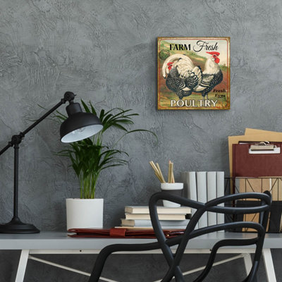 «Farmer Fresh Poultry A» par Jean Plout, art mural en verre acrylique, 12 po x 12 po
