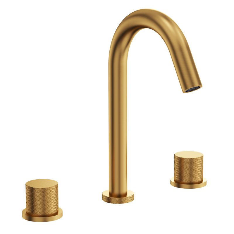 Widespread Bathroom Faucet 3 Hole, 2-handle Bathroom Sink Faucet with Drain Assembly , Brushed Gold