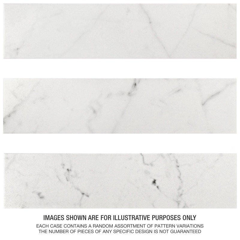 Classico Carrara 3" x 12" Ceramic Stone Look Subway Wall Tile