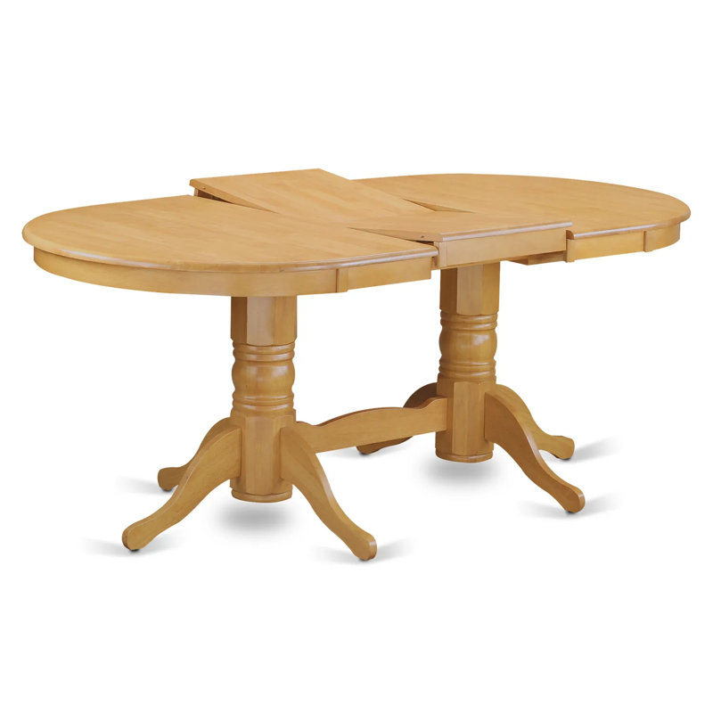 7 Piece Kitchen Table & Chairs Set Consist of an Oval Dining Room Table with Butterfly Leaf and 6 Linen Fabric Chairs, Oak
