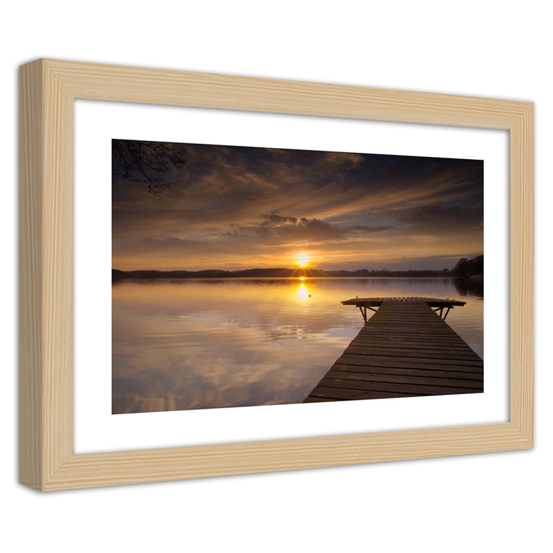 Lakeside - Single Picture Frame Print, Light Brown, 60cm H x 90cm W