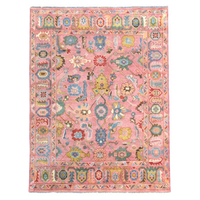 Hand-Knotted Pink Oushak Runner