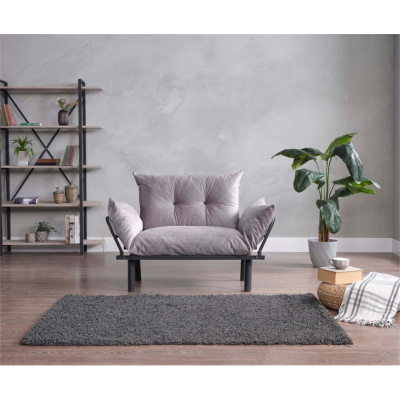 Sona Futon Love Seat, Convertible Sofa with Comfortable Seating and Sleeping Solution for Small Spaces., Gris