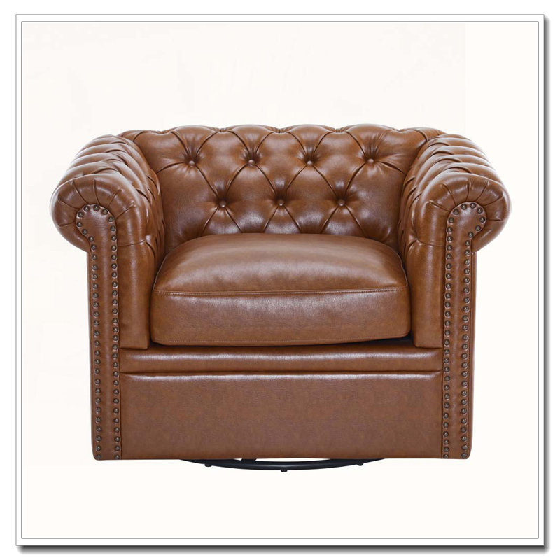 Fauteuil club pivotant Chesterfield, Cognac