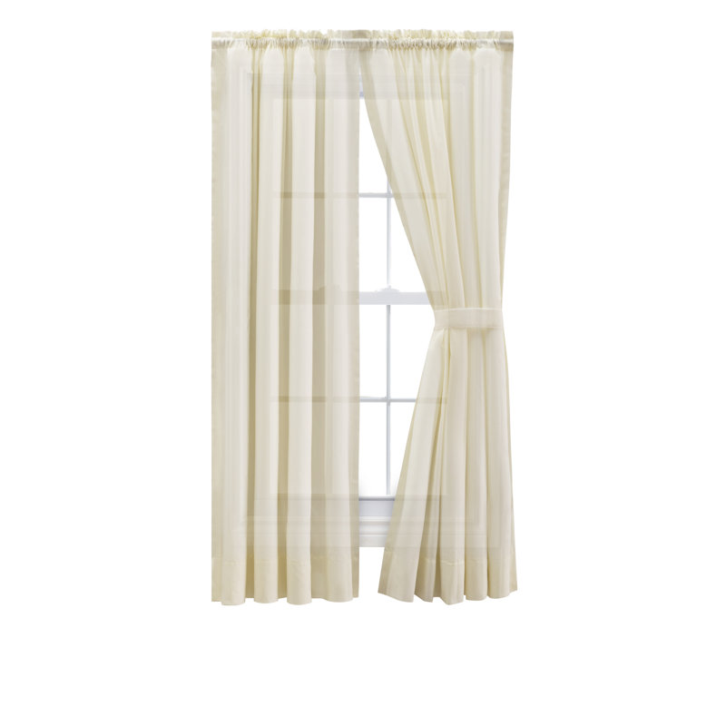 Tangina Cotton Blend Semi Sheer Curtain Pair, Natural, 40" W x 54" L