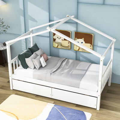 Atonio Twin Storage Canopy Bed with Drawers