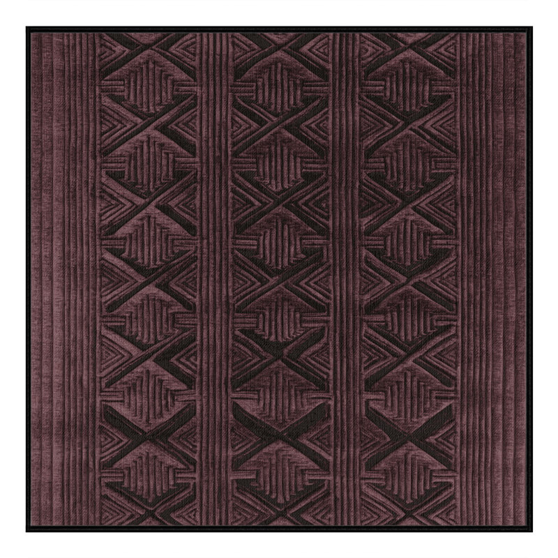 Tapis brun treillis lavable à la machine, Carré 7 pi
