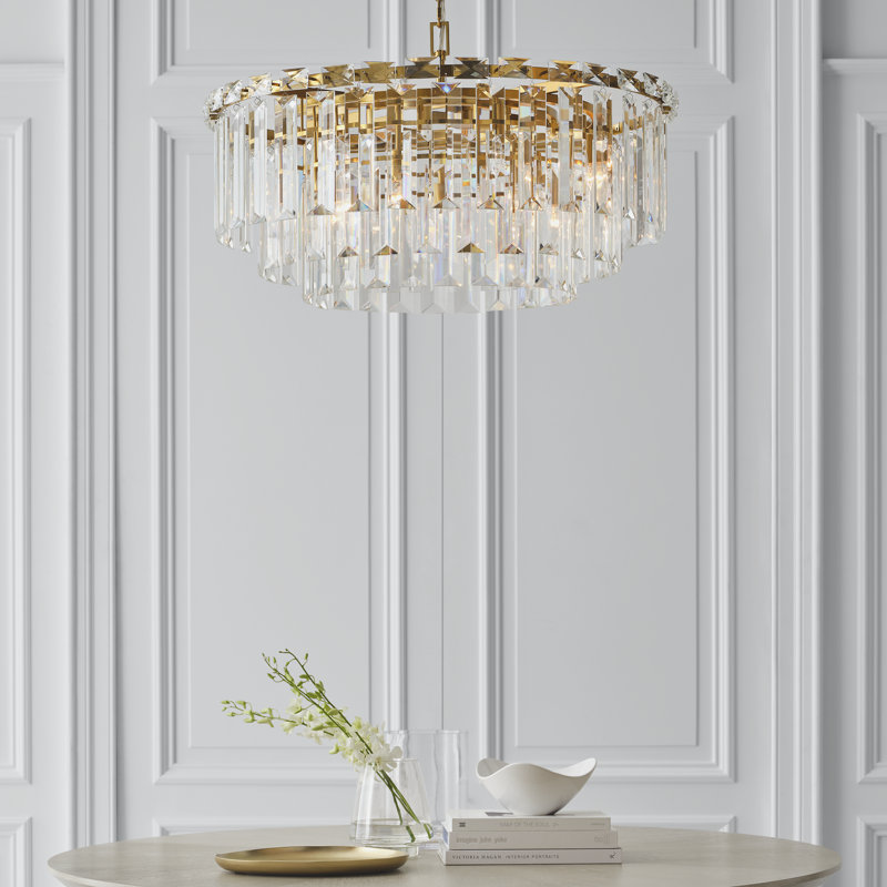 Arden Chandelier, Burnished Brass, 18.75" H x 32.88" W x 32.88" D